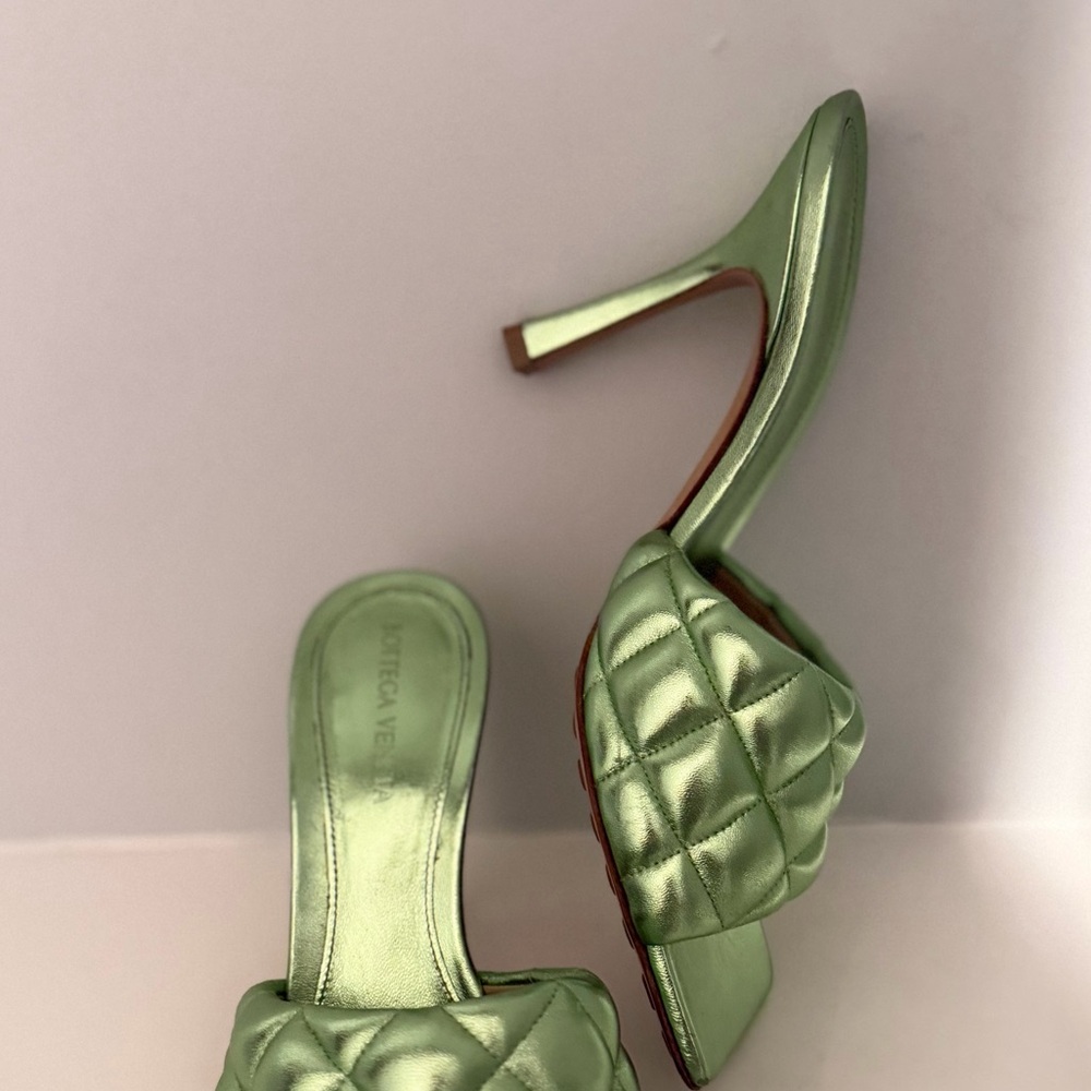 Authentic BOTTEGA VENETA Mule Heels Metallic Size 38 - Picture 6 of 14